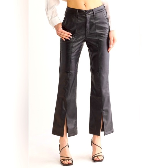 Kut from the Kloth Pants - Kut from the Kloth Ellery Front Slit Faux Leather Flare Pants